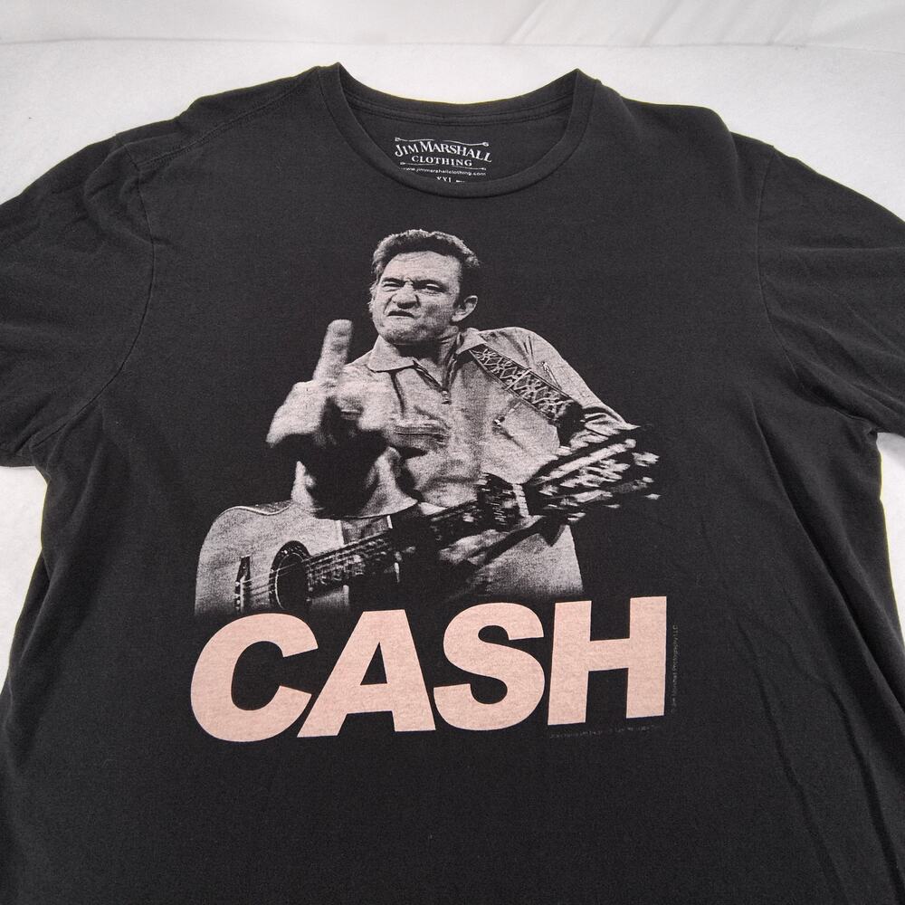 Johnny Cash Band Crew Neck Graphic Short Sleeve Shirt Mens Size 2XL Black